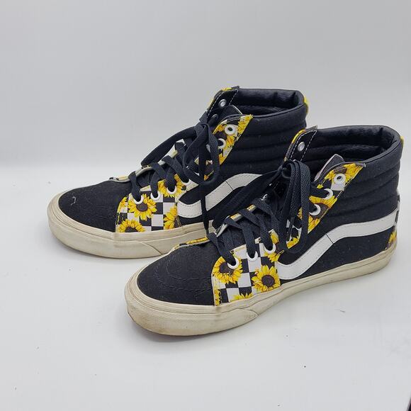 Vans Sk8-Hi custom shoes with a sunflower design women's size 8.5 - Picture 4 of 9